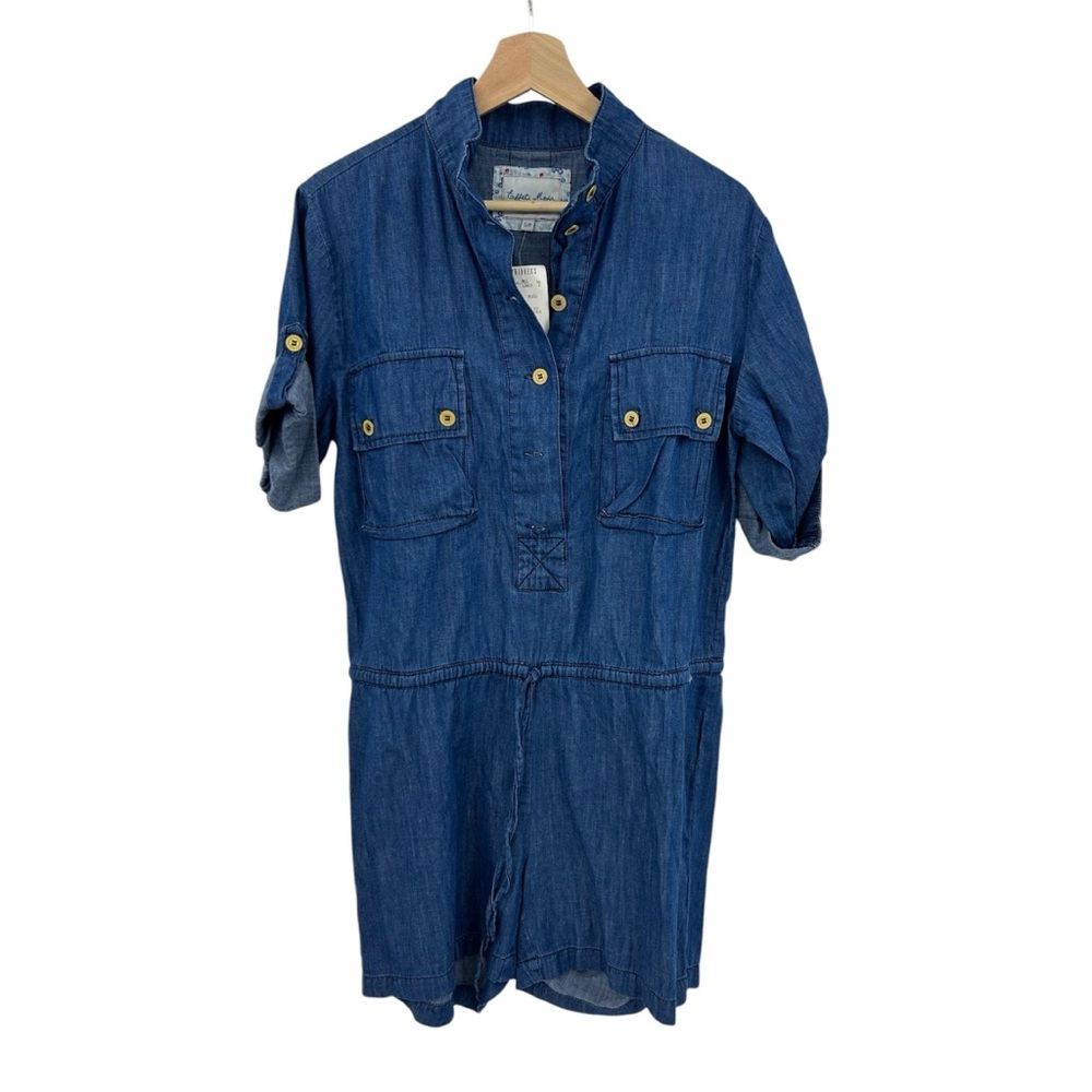 Effeti Moda Denim Blue Playsuit Romper Short Sleeve Shorts